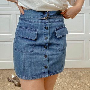 Boutique Jean Skirt With Belt NWOT